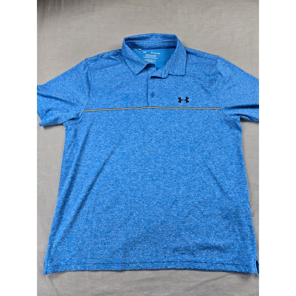 Under Armour Mens XL Playoff Polo Shirt Blue Heather Short Sleeve Golf Top